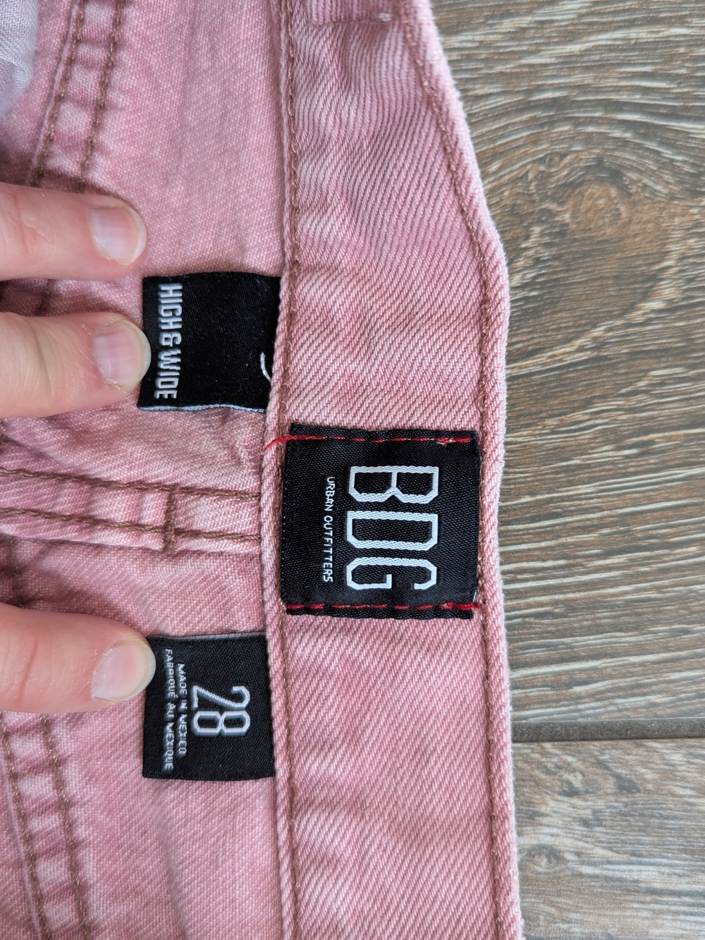 BDG Huge & Wide Jean Washed Rose Pink Size 28 High Rise Spring Denim Rigid - Picture 8 of 13